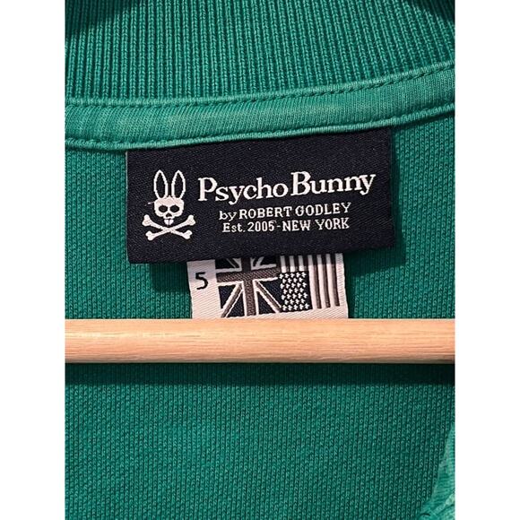 Psycho Bunny Polo Shirt Mens Size 5 L Green Pima Cotton Short Sleeve Preppy - Picture 6 of 9